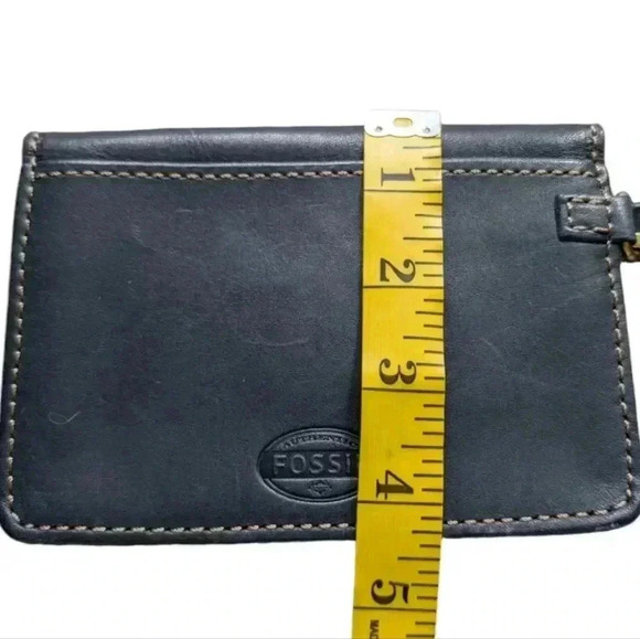 Fossil Austin Wristlet Purse Turn Lock Leather Black Brass Unisex Women One Size - Picture 15 of 15